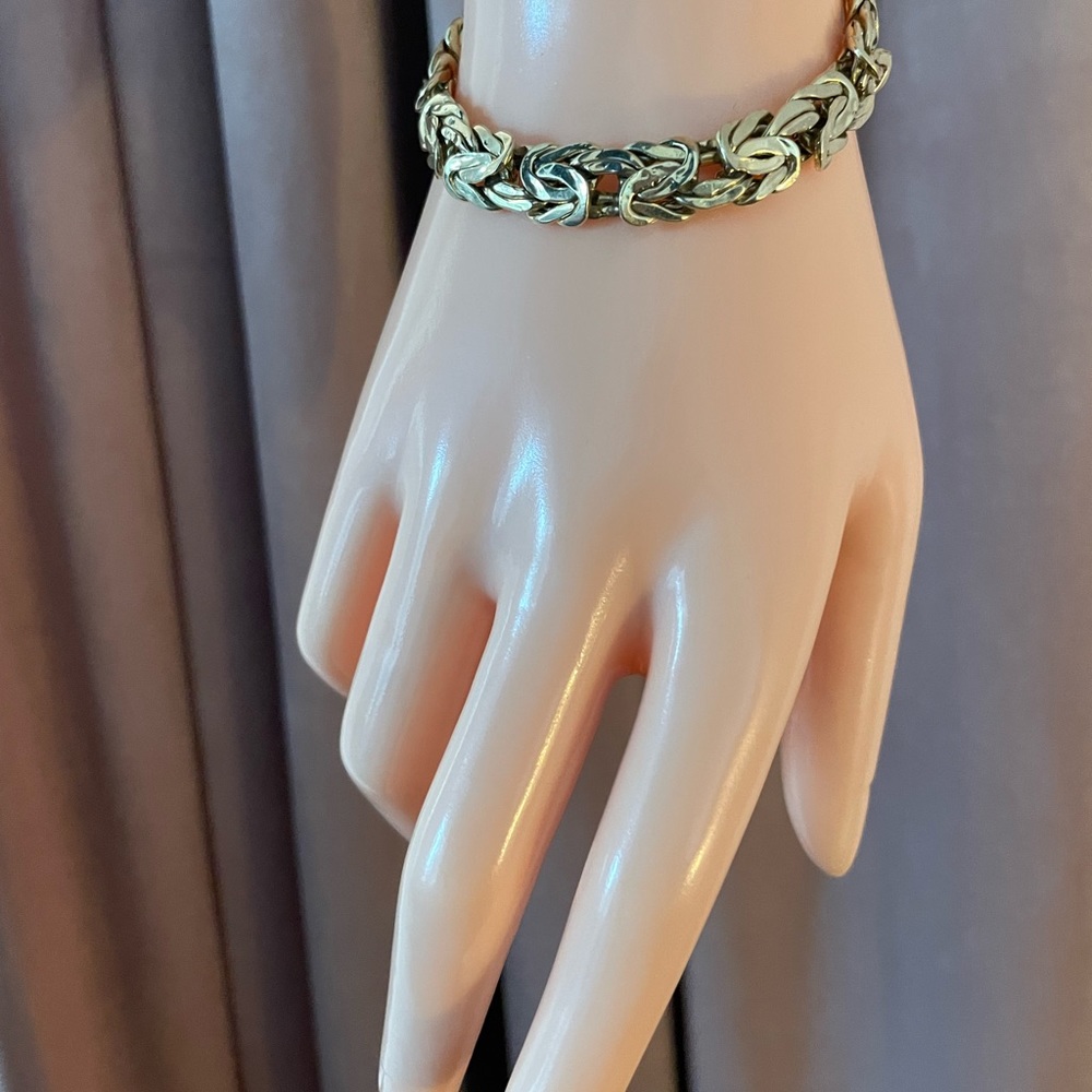 ✨ vintage 14K solid yellow gold solid chunky Byzantine bracelet stylish - Picture 16 of 16